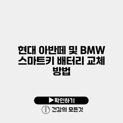 현대 아반떼 및 BMW 스마트키 배터리 교체 방법
