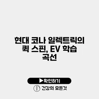 현대 코나 일렉트릭의 퀵 스핀, EV 학습 곡선