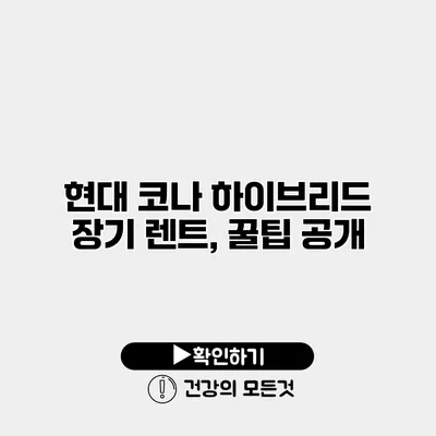 현대 코나 하이브리드 장기 렌트, 꿀팁 공개