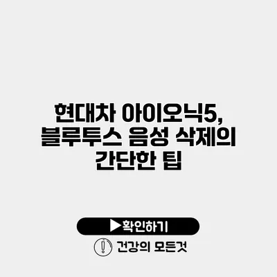 현대차 아이오닉5, 블루투스 음성 삭제의 간단한 팁