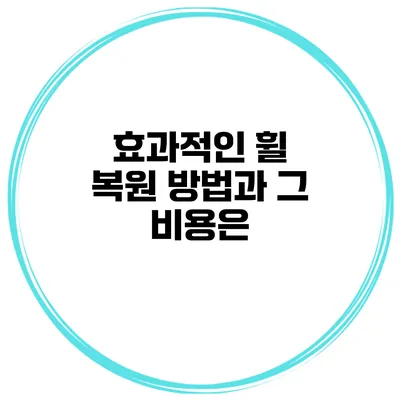 효과적인 휠 복원 방법과 그 비용은?